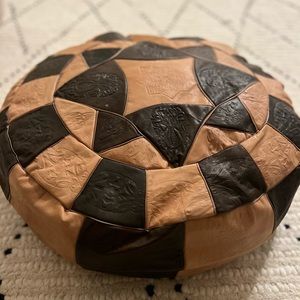 Real Leather poof hand made in Israel.